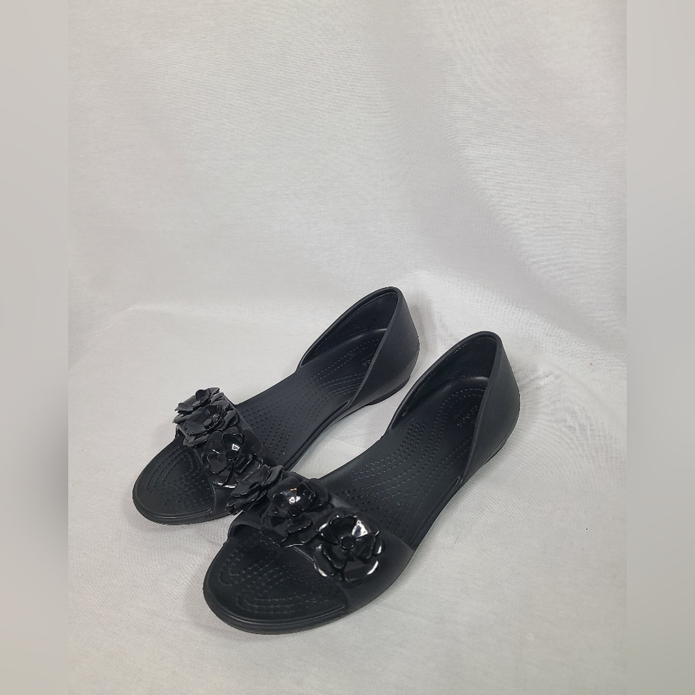 Crocs Women's Lina Flower Dorsay  Open Toe Ballet Flats Size 8